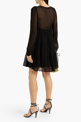IRO DIXON RUCHED FLOCKED GEORGETTE MINI DRESS - Size 38