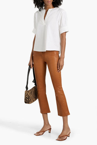 FRAME GATHERED COTTON-POPLIN TOP - Size L