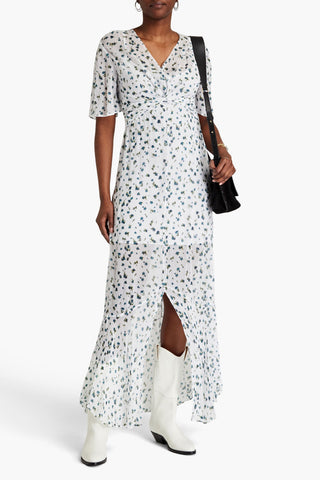 RAG & BONE TAMAR TWIST-FRONT FLORAL-PRINT GEORGETTE MAXI DRESS - Size 4