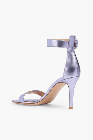 GIANVITO ROSSI PORTOFINO 85 METALLIC LEATHER SANDALS - Size 41