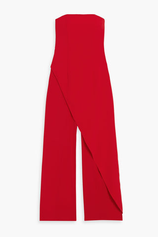 ALICE + OLIVIA ALONDRA STRAPLESS DRAPED CREPE AND CHARMEUSE JUMPSUIT - Size 4