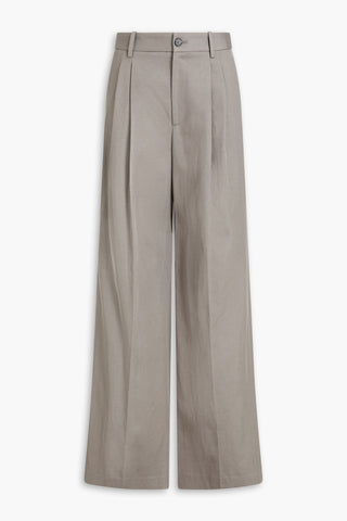 NILI LOTAN FLAVIE COTTON AND LINEN-BLEND TWILL WIDE-LEG PANTS - Size 4