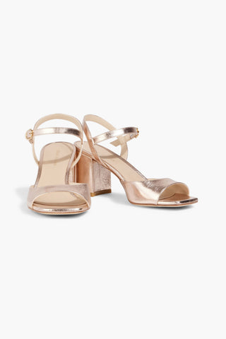 STUART WEITZMAN TIA 75 METALLIC TEXTURED-LEATHER SANDALS - Size 8
