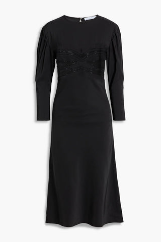 IRO MALDI EMBELLISHED CREPE DE CHINE MIDI DRESS - Size 36