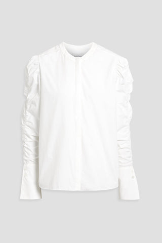 ANOTHER TOMORROW SHIRRED COTTON-POPLIN BLOUSE - Size 38