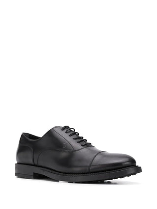 Tods TOD'S Leather Cap-Toe Lace-Up Oxfords Black