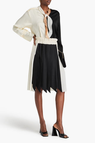 VICTORIA BECKHAM TWO-TONE PLEATED SILK SKIRT - Size 14