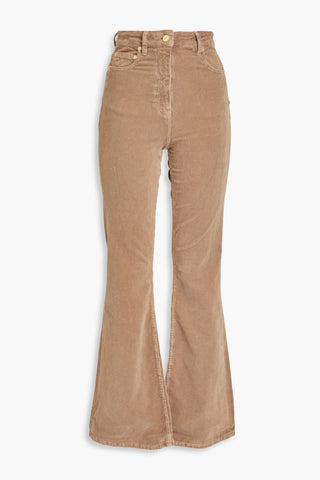 GANNI COTTON-BLEND CORDUROY FLARED PANTS - Size 39