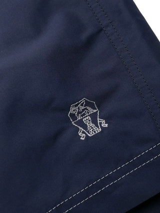 Brunello Cucinelli Drawstring Logo-Embroidered Swim Trunks