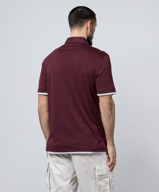 Brunello Cucinelli Cotton Red Polo Shirt with Contrast Trim