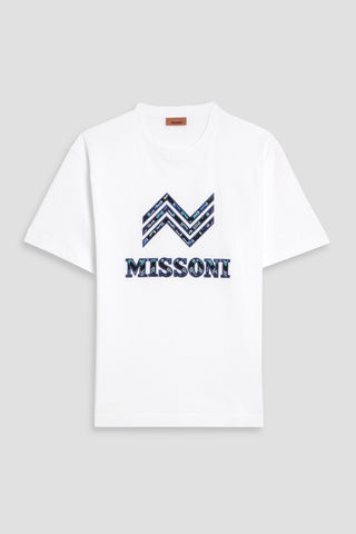MISSONI EMBROIDERED COTTON-JERSEY T-SHIRT - Size XL