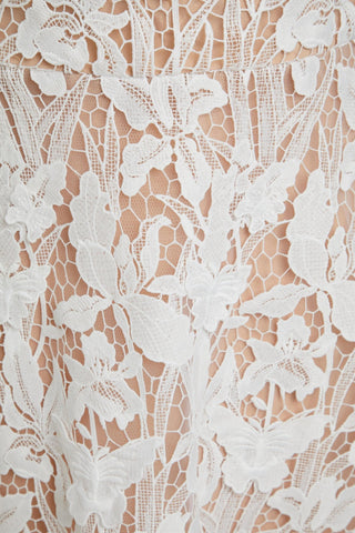 MARCHESA NOTTE FLARED GUIPURE LACE MIDI DRESS - Size 8