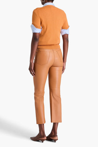 JOSEPH DUKE CROPPED LEATHER STRAIGHT-LEG PANTS - Size 40