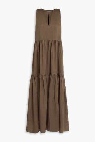 FRAME TIERED RAMIE MAXI DRESS - Size M