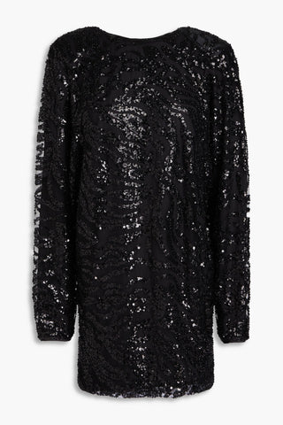 ROTATE BIRGER CHRISTENSEN DRAPED SEQUINED TULLE MINI DRESS - Size 38
