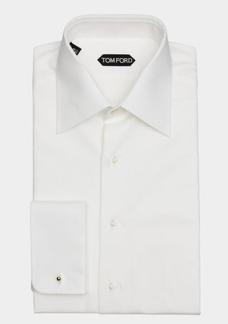 Tom Ford Cotton Piqué French Cuff Dress Shirt White