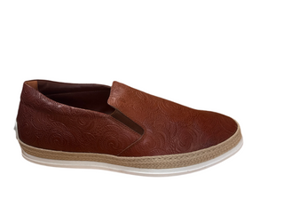 Tods Embossed Leather Espadrille Slip-On Loafers