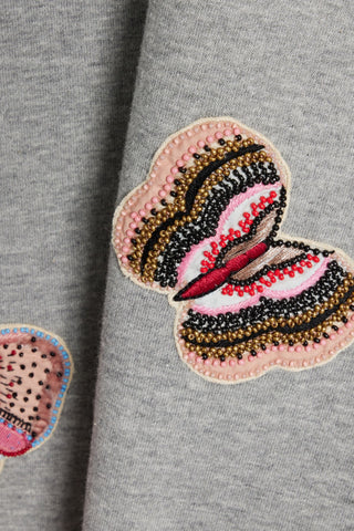 VALENTINO GARAVANI EMBELLISHED FRENCH COTTON-BLEND TERRY SWEATSHIRT - Size S