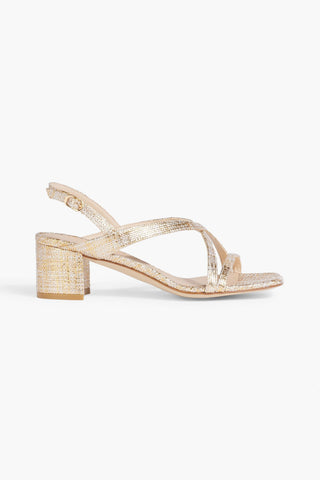 STUART WEITZMAN OASIS 50 METALLIC WOVEN SLINGBACK SANDALS - Size 9.5