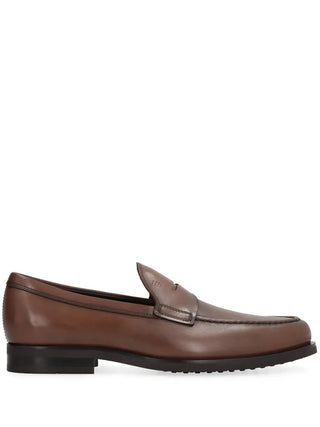 Tods Polished Leather Loafers Brown