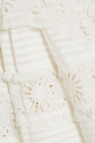 ISABEL MARANT DICERSEI RUFFLED BRODERIE ANGLAISE COTTON AND SILK-BLEND BLOUSE - Size 34