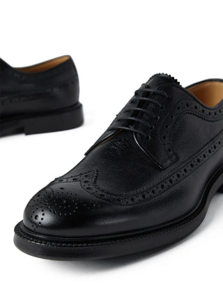 Brunello Cucinelli Grained Leather Wingtip Derby Brogues Black