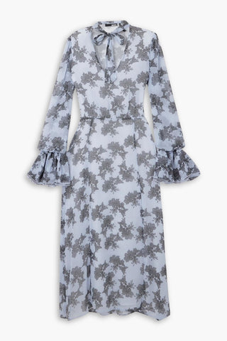 ROTATE BIRGER CHRISTENSEN GINNY FLORAL-PRINT CREPON MIDI DRESS - Size 34