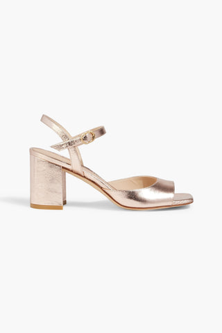 STUART WEITZMAN TIA 75 METALLIC TEXTURED-LEATHER SANDALS - Size 8