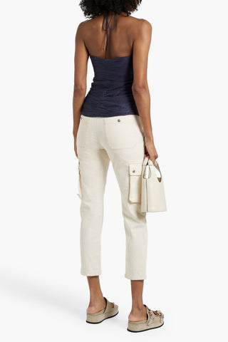 ISABEL MARANT BECKI CUTOUT COTTON AND SILK-BLEND CREPON HALTERNECK TOP - Size 36