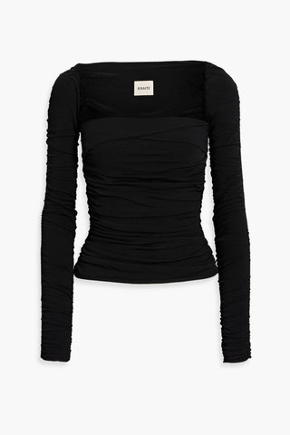 KHAITE TALA RUCHED STRETCH-JERSEY TOP - Size M