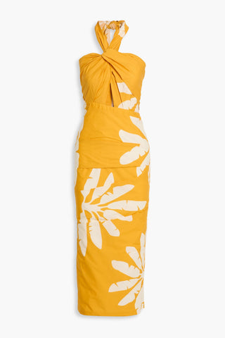 JOHANNA ORTIZ CHIRICAHUA PRINTED COTTON-POPLIN HALTERNECK MIDI DRESS - Size 2