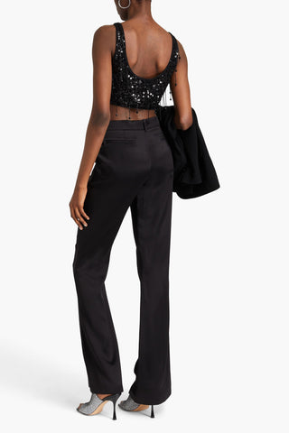 SIMKHAI KARLENA CROPPED EMBELLISHED JERSEY TOP - Size 8