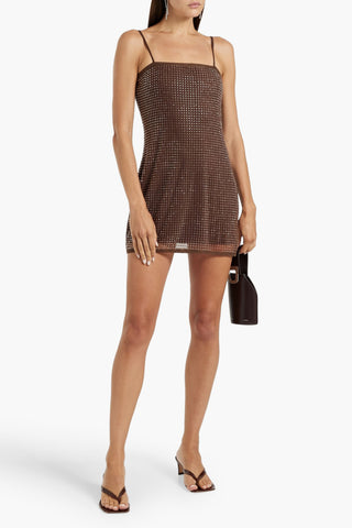 ALEXANDER WANG CRYSTAL-EMBELLISHED TULLE MINI SLIP DRESS - Size 2