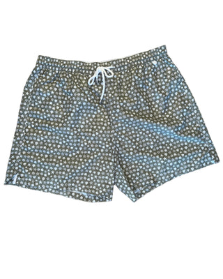 ISAIA Synthetic Starfish Seashell Print Swim Trunks Green