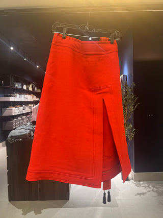 Tom Ford Structured Knit High-Slit Midi Skirt Red