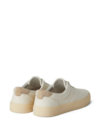 Brunello Cucinelli Ribbed Canvas Low-Top Sneakers with Gum Sole