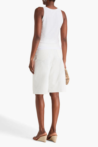 VINCE POINTELLE-KNIT COTTON-BLEND TOP - Size S