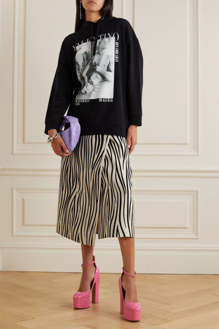 VALENTINO GARAVANI ZEBRA-PRINT WOOL-BLEND MIDI WRAP SKIRT - Size 38