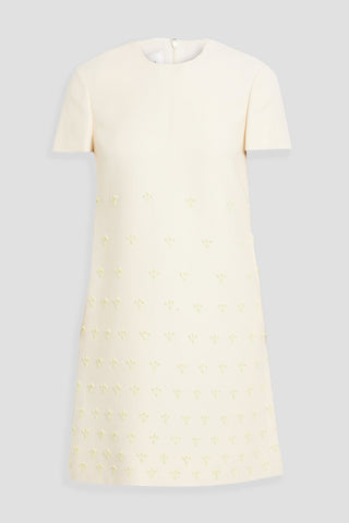 VALENTINO GARAVANI EMBELLISHED WOOL AND SILK-BLEND CREPE MINI DRESS - Size 38