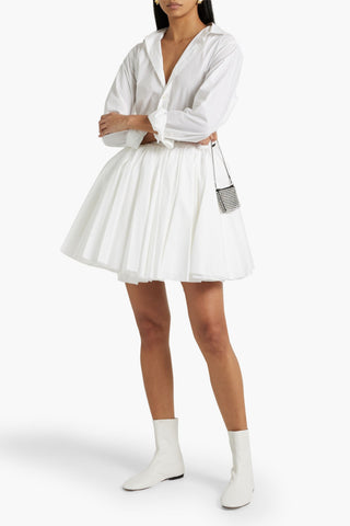 KHAITE JORJA LAYERED PLEATED COTTON-POPLIN MINI WRAP SKIRT - Size 2