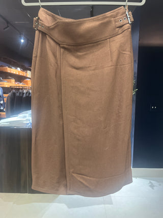 Tom Ford Ribbed Buckled High-Waist Wrap Pencil Skirt
