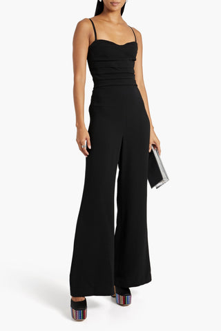 SIMKHAI REBECCA PLEATED CREPE WIDE-LEG JUMPSUIT - Size 0