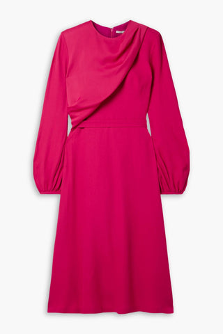 STELLA MCCARTNEY BELTED DRAPED CREPE MIDI DRESS - Size 36
