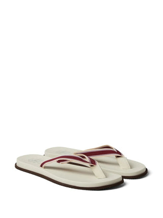 Brunello Cucinelli Striped Textile Strap Thong Sandals