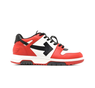 OFF WHITE Leather Low-Top Arrow Logo Sneakers Red White