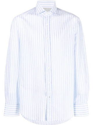 Brunello Cucinelli Cotton Striped Point-Collar Shirt