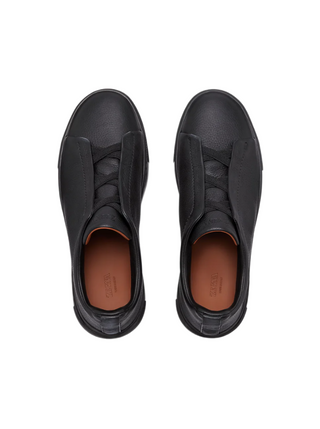 Zegna Pebbled Leather Low-Top Slip-On Sneakers