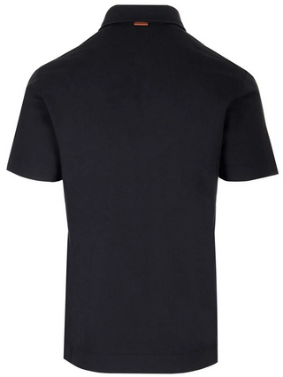 Zegna Cotton Polo Shirt with Leather-Trim Chest Pocket