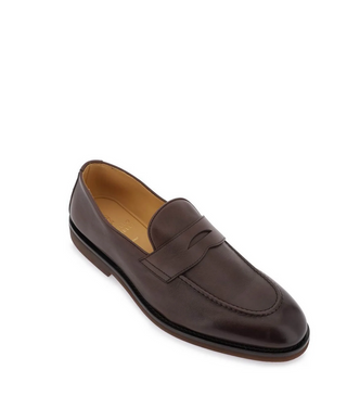 Brunello Cucinelli Smooth Leather Penny Loafers Dark Brown