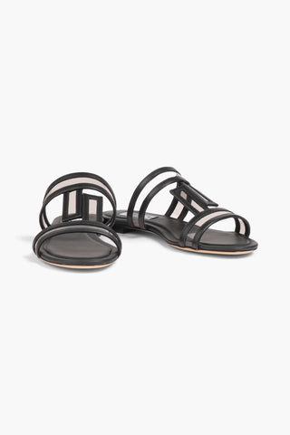 TOD'S DOUBLE T LEATHER AND PVC SANDALS - Size 36.5